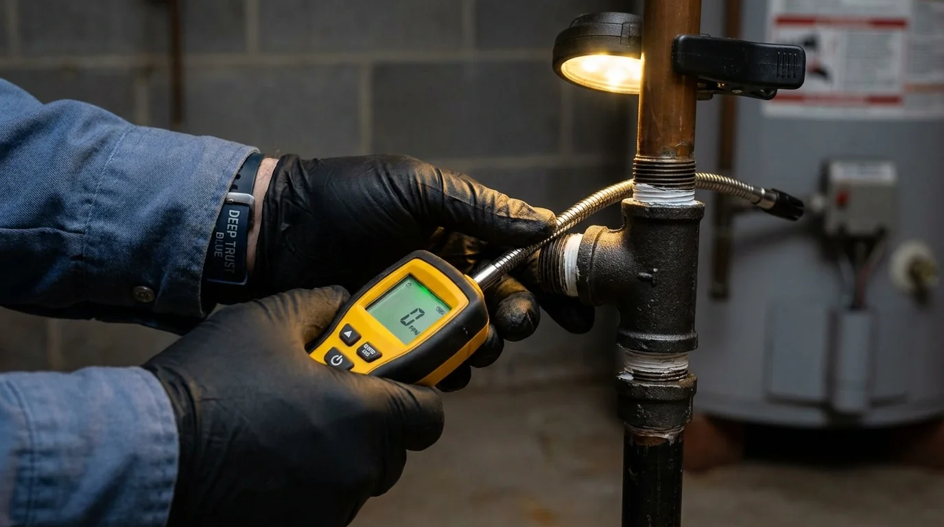 Gas leak detection with electronic sniffer by Johns Plumbing LLC in Upper Lake
